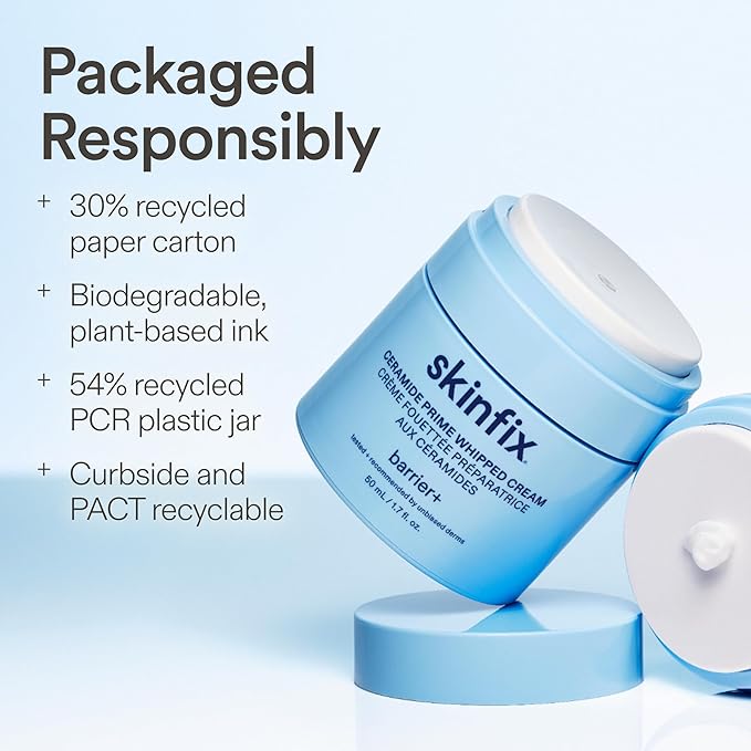 Skinfix Ceramide Prime Whipped Cream - 1.7 oz - Lightweight Moisturizer for Face with Niacinamide + Peptides - Non-Comedogenic, Fragrance Free, Vegan, Cruelty Free