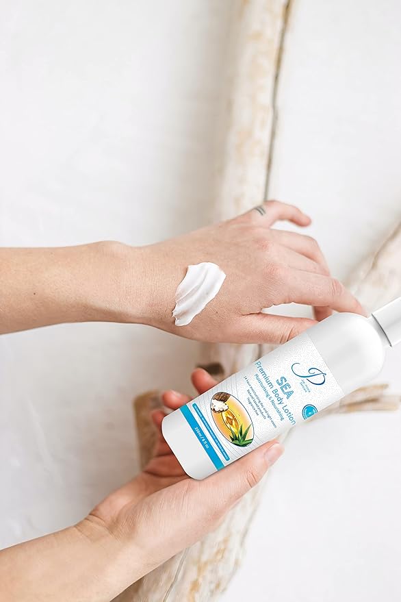 SEA Premium Moisturizing Body Lotion for Men and Women – Fragrance Free – Natural Skin Care Lotion – with Shea Butter Emu Oil and Aloe Vera - Firming Paraben Free Luxury Moisturizer – Best Hand Unscented Personal Care Lotion – Life Time Guarantee