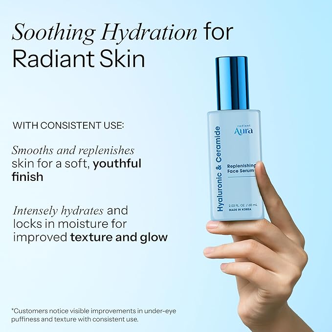 Ceramide & Hyaluronic Acid Serum For Face – Dermatologist Tested, Anti Aging, Korean Skin Care – Deep Hydration, Plumps Fine Lines, Barrier Support – Vegan, Clean Beauty – Pack of 2