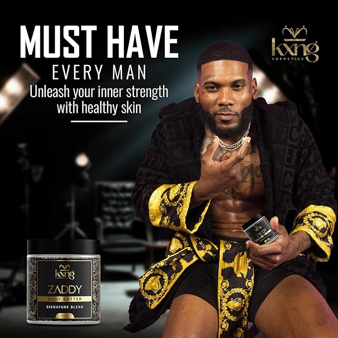 KXNG Cosmetics Organic Shea Body Butter Cream – 8oz | Deep Hydrating Body Butter for Men & Women with Shea, Cocoa, Mango & Coconut Oil | Moisturizer for All Skin Types, Hands & Feet – Zaddy XL