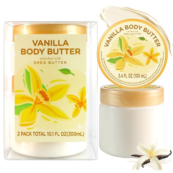 Vanilla Body Butter, Vanilla Scented Body Care, Natural Shea Body Butter for Skin, Body Care for Deep Moisturizing and Hydrating
