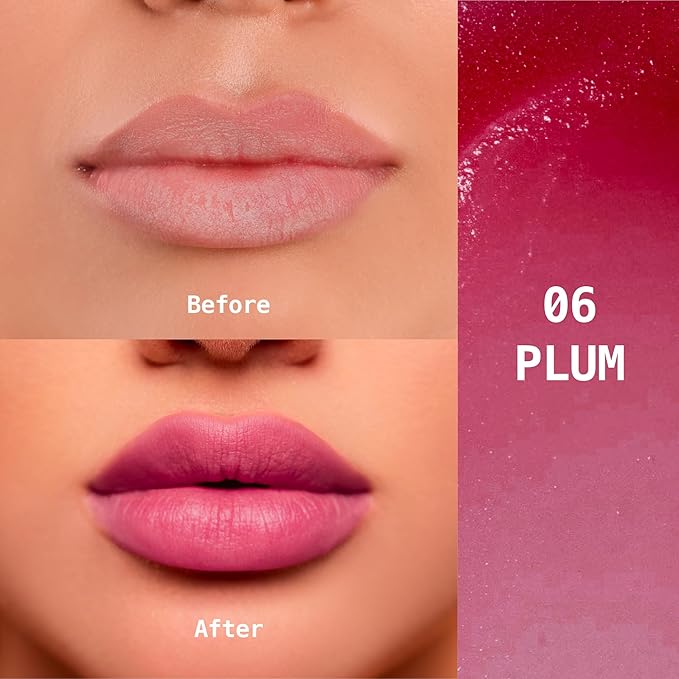 Ruby Kisses Balm Up Tinted Lip Balm, Non-Greasy Hydrating Formula, Nourishing Coconut Core & Vitamin E Infused, Lip Care with Natural Shine, Lightweight Sheer Color (Plum)