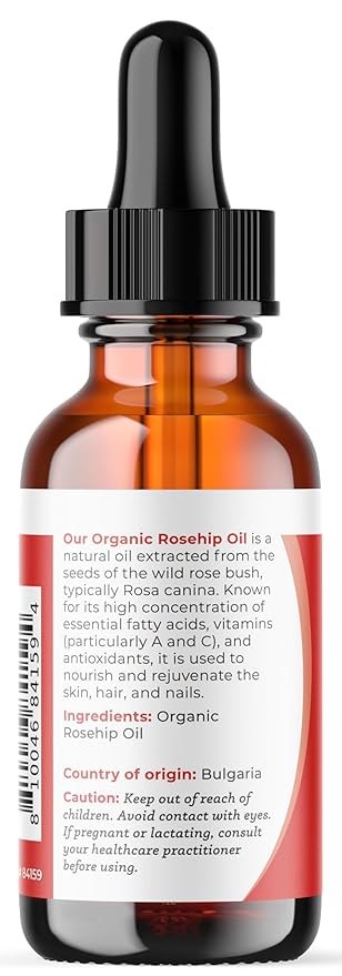 Viva Doria Organic Rosehip Seed Oil, 30 ml (1 Fl Oz) | 100% Pure & Natural | USDA Organic | Cold-Pressed & Unrefined Carrier Oil for Face, Skin & Nails