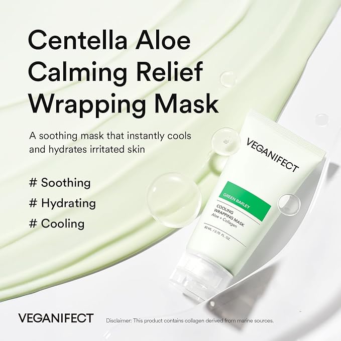 VEGANIFECT Aloe Cica Wrapping Peel Off Facial Mask with Jelly Brush, For Skin Refreshing, Instant Cooling, Soothing, Pore Tightening, Korean Skincare, 2.73 Fl Oz