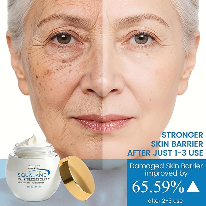 Squalane Face Cream, Ceramide Face moisturizer for Women with Hyaluronic Acid & Panthenol, Moisturizing Treatment for Dry Sensitive Damaged Skin, Nourishing Plant-Derived Formula, 4.59oz Value Size