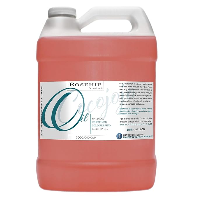 Rosehip Oil for Face Cold Pressed Unrefined cocojojo Pure Natural Rosehip Seed Oil in Bulk 1 GALLON - Moisturizing, Soothing, Hydrating, & Nourishing