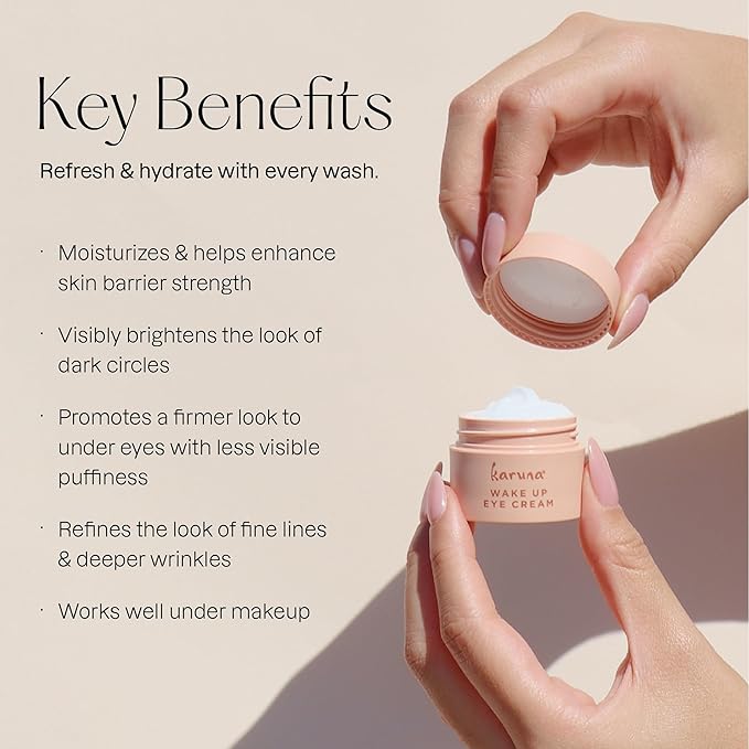 Karuna - Wake Up Eye Cream with Coffee Cherry & Tri-Peptides, Caffeine Eye Cream, Under Eye Brightener, Anti Aging Serum, Moisturizer for Puffiness, Boost Collagen for Fine Lines & Dark Circles, 15 ml