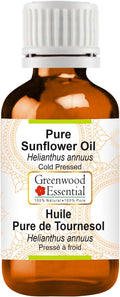 Greenwood Essential Pure Sunflower Oil (Helianthus annuus) 100% Natural Therapeutic Grade Cold Pressed for Personal Care 15ml (0.50 oz)