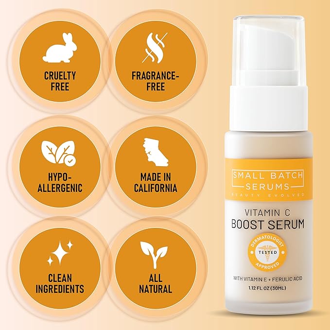 Vitamin C Brightening Face Serum - Enhanced Vitamin C Skin Formula with Hyaluronic Acid, Ferulic Acid & Vitamin E for Anti-Aging & Anti Wrinkle Glowing Face Serum for Women - Made in California, USA