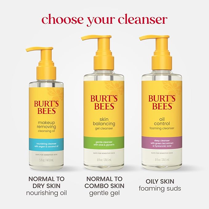 Burt's Bees Skin Balancing Gel Cleanser; Made for Normal to Combination Skin; Safe for Sensitive Skin; With Aloe, Glycerin and Cucumber Extract, 8 Fl. Ounces