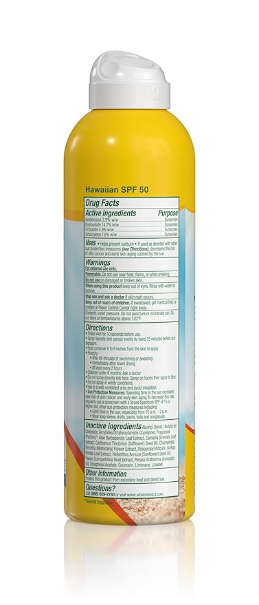 Alba Botanica Hawaiian Coconut, SPF 50 Sunscreen Spray, 6 Fl Oz