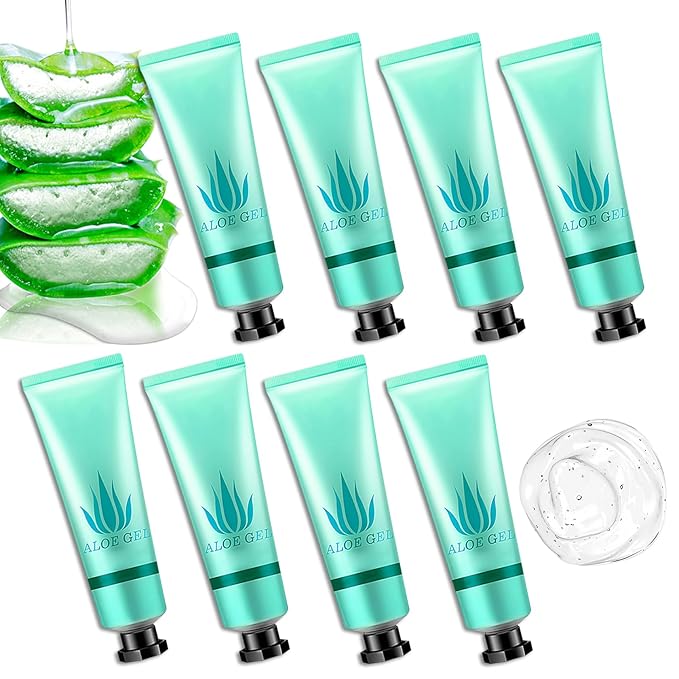 8PCS Aloe Vera Gel for Face & Skin,Organic Aloe Vera Gel,Hydrating After Sun Cream for Travel Size,Moisturizing Lotion for Skincare,After Sun Lotion for All Skin Type(J)