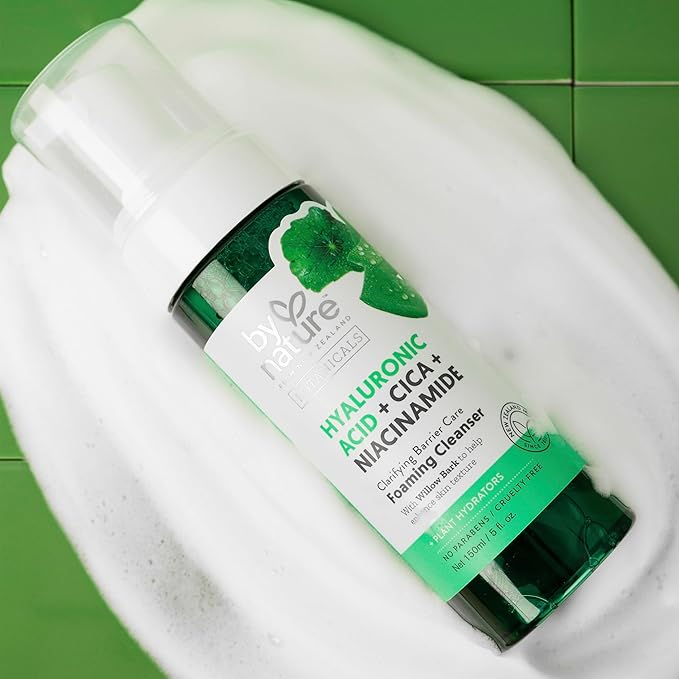By Nature Foaming Cleanser with Hyaluronic Acid + Cica - Hydrating Face Cleanser For Bright and Fresh Skin - Skincare from New Zealand - 5 fl.oz