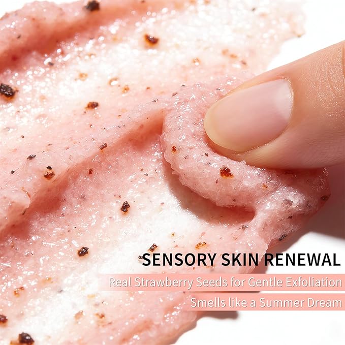 strawberry Body Scrub & Body Scrub Moisturizing and Exfoliating Body, Face, Hand, Foot Scrub,Deep Cleansing (280g, strawberry)