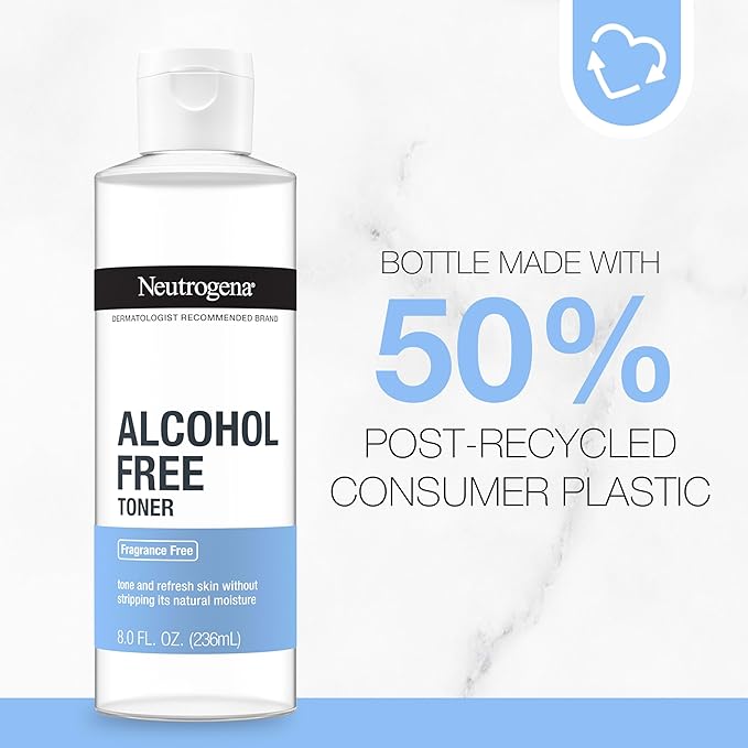 Neutrogena Alcohol-Free Gentle Daily Facial Toner, Fragrance-Free to Tone & Refresh Skin, Gently Removes Impurities & Reconditions Skin, Hypoallergenic, 8 fl. oz