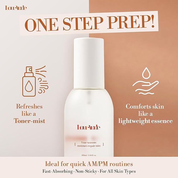 Four Seasons Moisture Repair Mist, Vegan Hydrating Face Mist for All Skin Types, Makeup-Prep & Daily Comfort, 100 ml / 3.38 fl oz