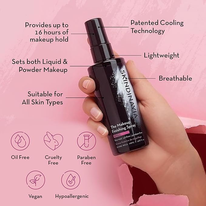 Skindinavia The Makeup Finishing Spray, Bridal Makeup Cooling Setting Spray, All-Day Wear, Long-Lasting Up to 16+ Hours, Heat-Resistant & Waterproof, Wedding Day, Bridal Shower Gift, 2.0 Oz