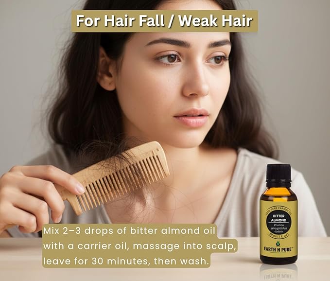 Earth N Pure Bitter Almond Oil | Cold Pressed, Therapeutic Grade for Body, Skin, Hair 50 ml