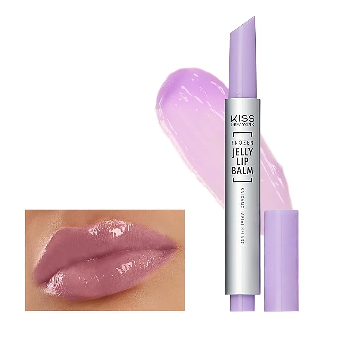 KISS NEW YORK Frozen Jelly Lip Balm Pen, High Shine Lip Gloss for Sheer Tint, Hydrating Lipstick With Hyaluronic Acid, Cooling Effect With Menthol, Non-Sticky & Long Lasting (Color Changing Purple)