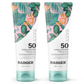 Badger SPF 50 Daily Mineral Sunscreen with Zinc Oxide, 85% Organic, Lightweight & Easy to Apply, No White Cast, Moisturizing, Reef Safe, Vegan, Unscented, 4 fl oz, 2 Pack