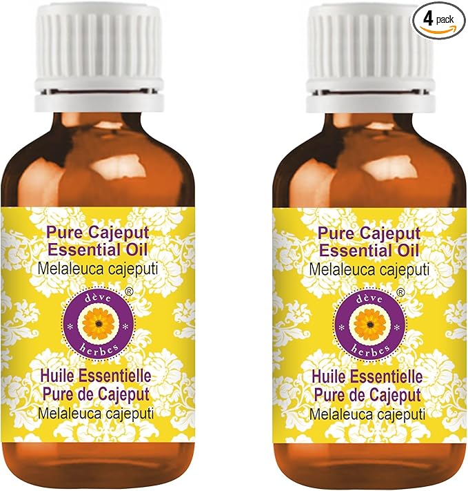 Deve Herbes Pure Cajeput Essential Oil (Melaleuca cajeputi) Steam Distilled (Pack of Two) 100ml X 2 (6.76 oz)