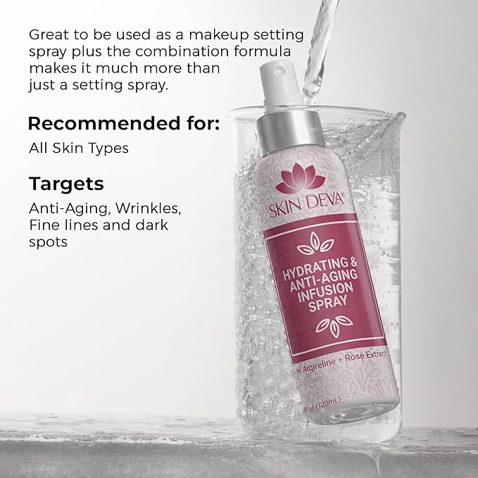 SKIN DEVA Hyaluronic Acid & Argireline Facial Spray – Hydrating Face Mist with Lavender Extract – Helps Improve the Appearance of Fine Lines – Lightweight Moisture Boost for All Skin Types (Rose)