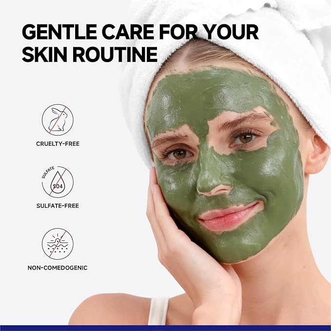 Deep Pores Cleansing Green Clay Mask for Face, Zero Pore Blackhead Mud Facial Mask with Mung Bean for Soothing Oil Control, Mud Mask with Brush for All Skin Types, 5.3 oz Large Size