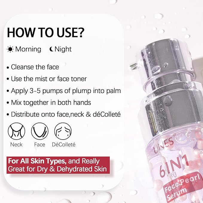 Unes Hyaluronic Acid Serum for Face,Pluming,Wrinkle Reducing,Deeply Hydrates and Smoothes Dry, Sensitive Skin,Fragrance-Free for Women and Men 1.69 Oz