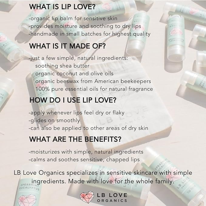 Lip Love | Organic Lip Balm | Organic beeswax and Plant Based | Natural Lip Balm (Vanilla Rose)