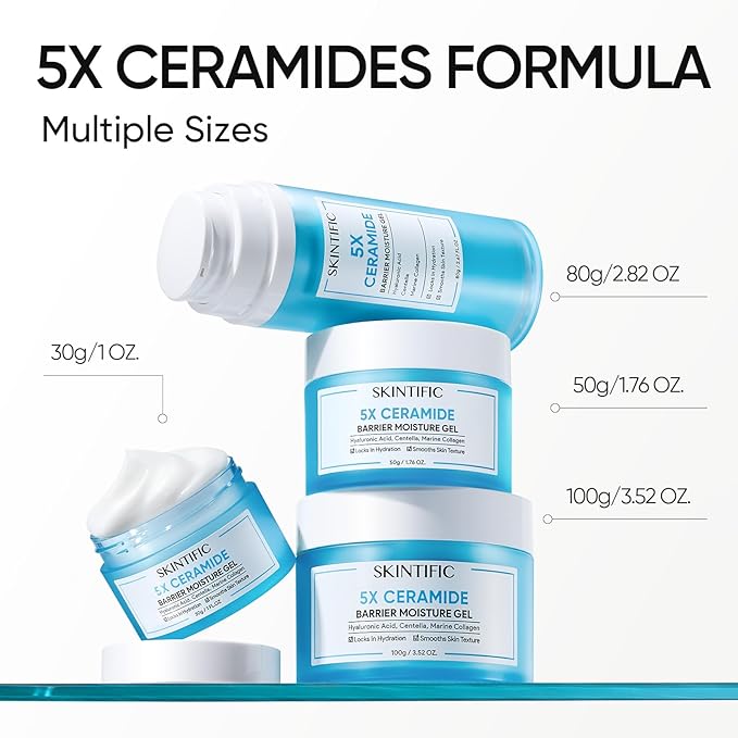 SKINTIFIC Face Moisturizer with 5X Ceramides, Hydrating Moisture Barrier Repair Cream for Sensitive/Oil Skin Types, Hyaluronic Acid & Centella, Daily Facial Moisturizer, Non-Comedogenic 30g/1 fl.oz