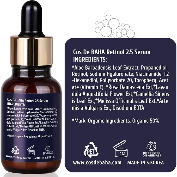 Retinol 2.5% Solution Facial Serum with Vitamin E - Facial, Age Spot Remover, High Strength Solution for Face without a Prescription, 1 Fl Oz (30ml)