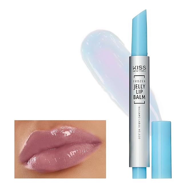 KISS NEW YORK Frozen Jelly Lip Balm Pen, High Shine Lip Gloss for Sheer Tint, Hydrating Lipstick With Hyaluronic Acid, Cooling Effect With Menthol, Non-Sticky & Long Lasting (Color Changing Blue)