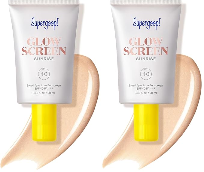 Supergoop! Glowscreen SPF 40, Sunrise (Champagne Glow) - 20 mL - Glowy Primer + Broad Spectrum Tinted Sunscreen - Helps Filter Blue Light - Hydration - Hyaluronic Acid & Vitamin B5 (Pack of 2)