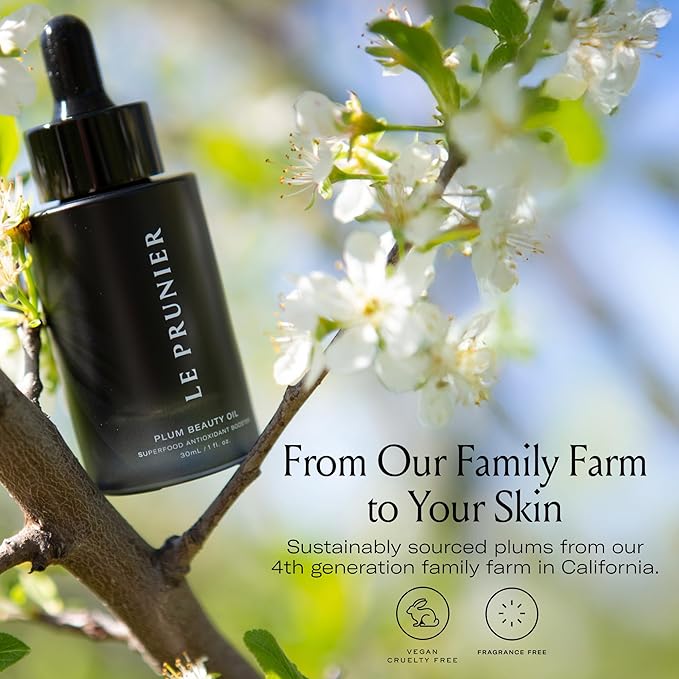 Le Prunier Plum Beauty Oil – Superfood Antioxidant Facial Oil | Vegan, Non-Comedogenic, Multi-Use Moisturizing Oil for Face, Hair & Body | Hydrating, Clean, Cruelty-Free Skincare | 1 fl oz