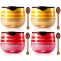 Strawberry & Honey Lip Balm, Vitamin E Lip Masks & Moisturizing/Hydrating Propolis Lip Sleeping Mask With Brush, Nourish And Repair Lip Skin Winter Lip Care Products (2Pcs Honey & 2Pcs Strawberry)