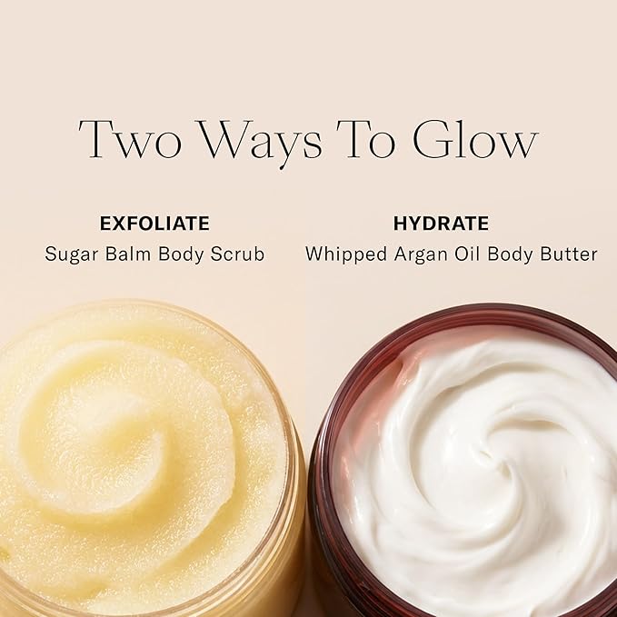 Josie Maran Argan Sugar Balm Body Scrub - Exfoliating Sugar Scrub with 100% Pure Argan Oil & Coconut Oil - Softens, Smoothes & Hydrates Dry Skin - Vegan + Cruelty Free - Baked Lemon Bliss (4.4 oz)