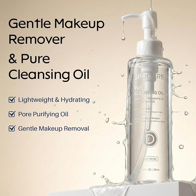 SPODARE Pure Cleansing Oil, Natural Oil Cleanser for Face, 6.76 fl oz Makeup Blackhead Remover, Facial Cleansing Oil for All Skin Types - 200ml
