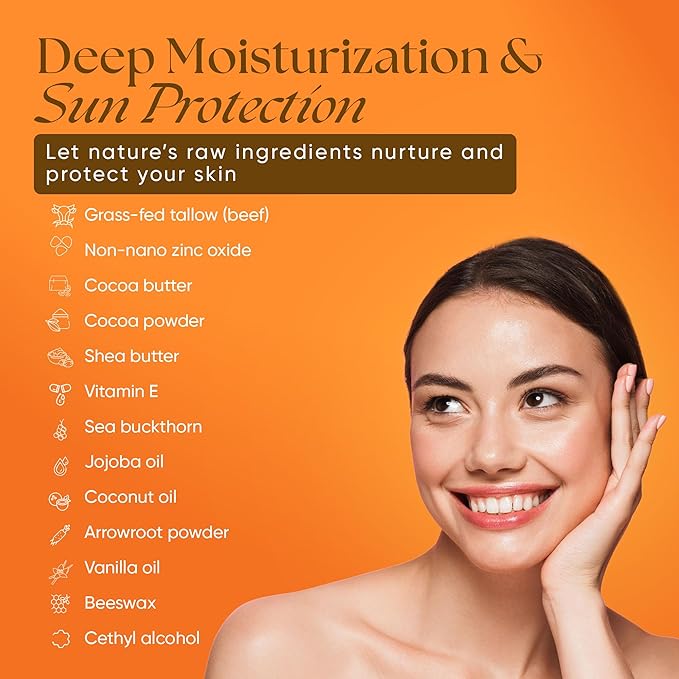 Eat My Face Tinted Beef Tallow Sunscreen SPF 30 – No White Cast, Natural Glow | Reef Safe Mineral Zinc Oxide | Water Resistant Sun Protection for Face & Body, 4 oz