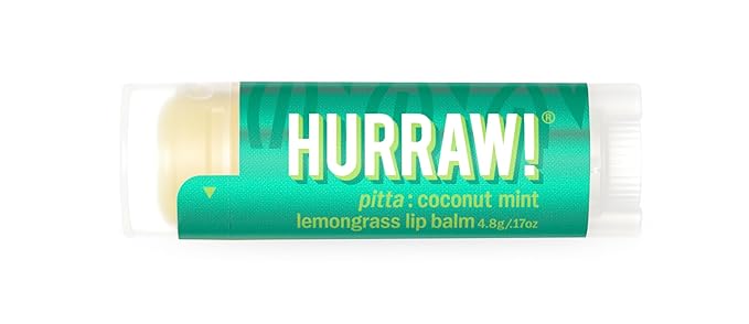 Hurraw! Coconut, Mint, Lemongrass (Pitta) Lip Balm: Organic, Certified Vegan, Cruelty and Gluten Free. Non-GMO, 100% Natural Ingredients. Bee, Shea, Soy and Palm Free. Made in USA