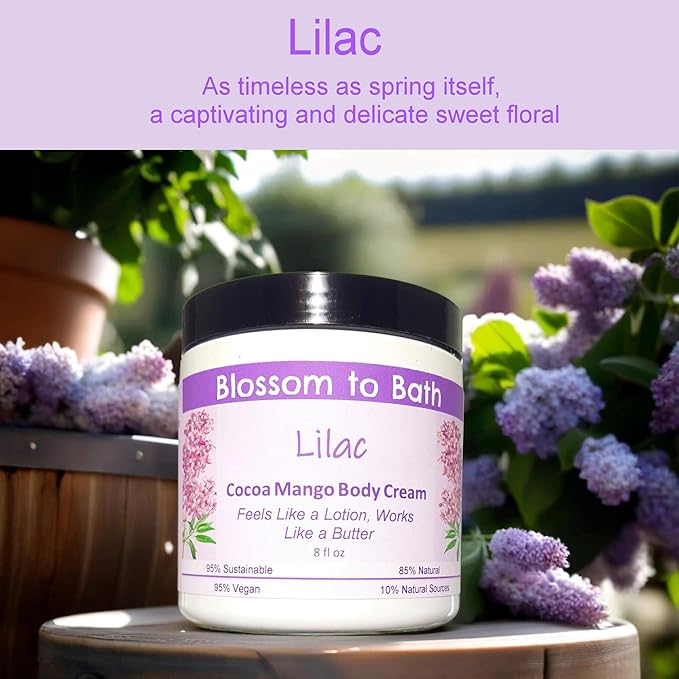 Lilac Cocoa Mango Body Cream (8 Ounce) - Phthalate Free Fragrance - Feels Like A Lotion And Works Like A Butter with a Fresh Blooming Scent