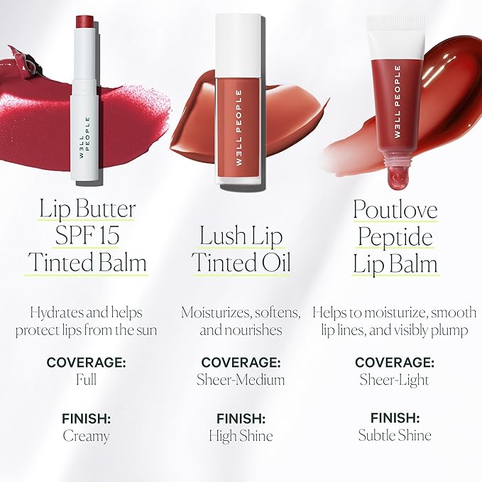Well People Poutlove Peptide Lip Balm, Hydrating Sheer Tinted Lip Treatment with Peptide Complex, Murumuru Butter & Sesame Seed Complex for a Plumper, Smoother-Looking Pout, Honey Plum
