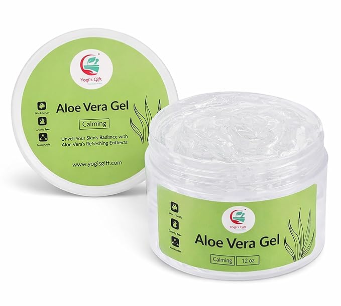 12 oz Aloe Vera Gel, Pure & Natural Soothing Aloe Gel for Face, Skin, Scalp Hair & Scalp – Daily Moisturizer & Refresh Skin, By Yogi's Gift