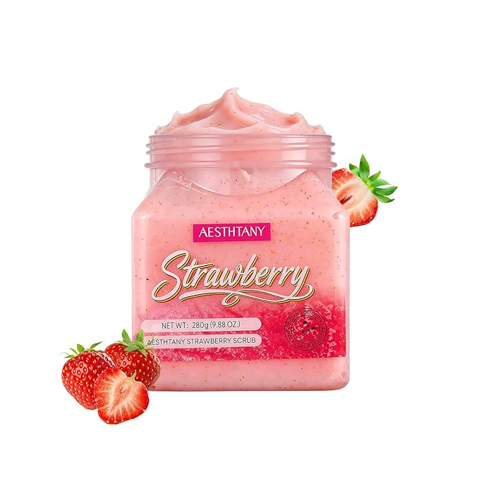 strawberry Body Scrub & Body Scrub Moisturizing and Exfoliating Body, Face, Hand, Foot Scrub,Deep Cleansing (280g, strawberry)