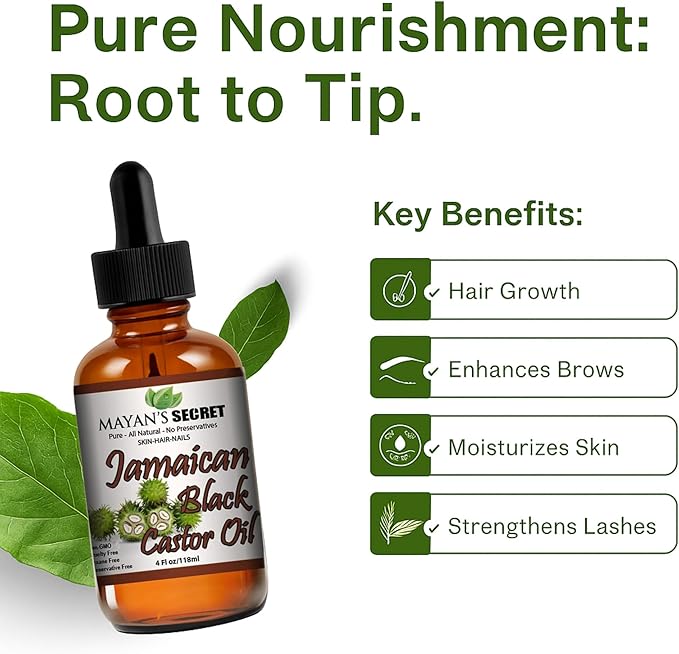 Pure Carrier and Essential Oils for Skin Care, Hair, Body Moisturizer for Face-Anti Aging Skin Care (Black Jamaican Castor Oil, 4oz)