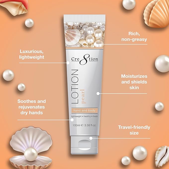 Cre8tion Spa Pearl Hand & Body Lotion, Luxurious Lightweight Moisturizer for Silky, Smooth Skin, 3.3 Fl Oz