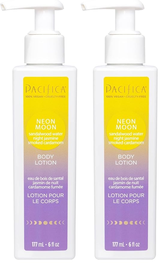 Pacifica Beauty | Neon Moon Body and Hand Lotion | Lightweight, Hydrating |Nourishing Shea Butter + Sunflower Oil | Non-Greasy | Moisturizer for Dry Skin | Vegan + Cruelty Free (Pack of 2)