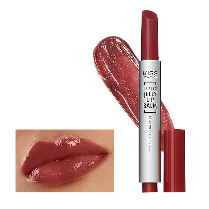 KISS NEW YORK Frozen Jelly Lip Balm Pen, High Shine Lip Gloss for Sheer Tint, Hydrating Melting Lipstick With Hyaluronic Acid, Cooling Effect With Menthol, Non-Sticky & Long Lasting (Shimmer Rose)