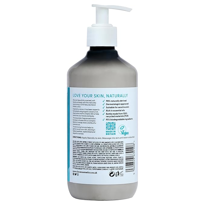 I LOVE Naturals Bergamot and Seaweed Hand and Body Lotion - Moisturizing Lotion for Dry Skin - Coconut Oil and Shea Butter Lotion - 16.9 oz