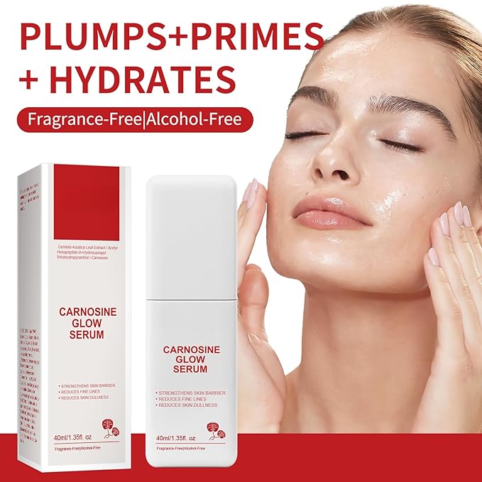 Carnosine Glow Serum 1.35 Fl Oz – Hydrating Facial Serum with Centella Asiatica & Peptides, Supports Skin Barrier, Smooths Fine Lines, Improves Texture, Fragrance-Free, Alcohol-Free