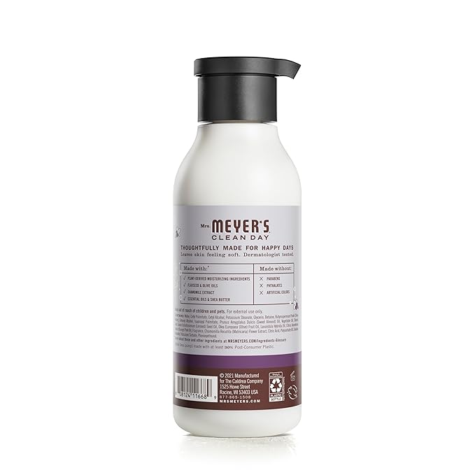 MRS. MEYER'S CLEAN DAY Body Lotion, Long-Lasting, Non-Greasy Moisturizer, Cruelty Free Formula, Lavender Scent, 15.5 oz